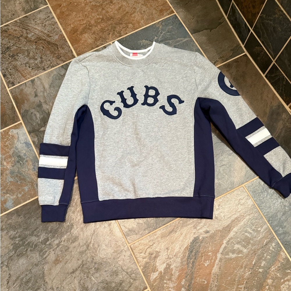 Cubs Men's Gray and Blue Sweatshirt